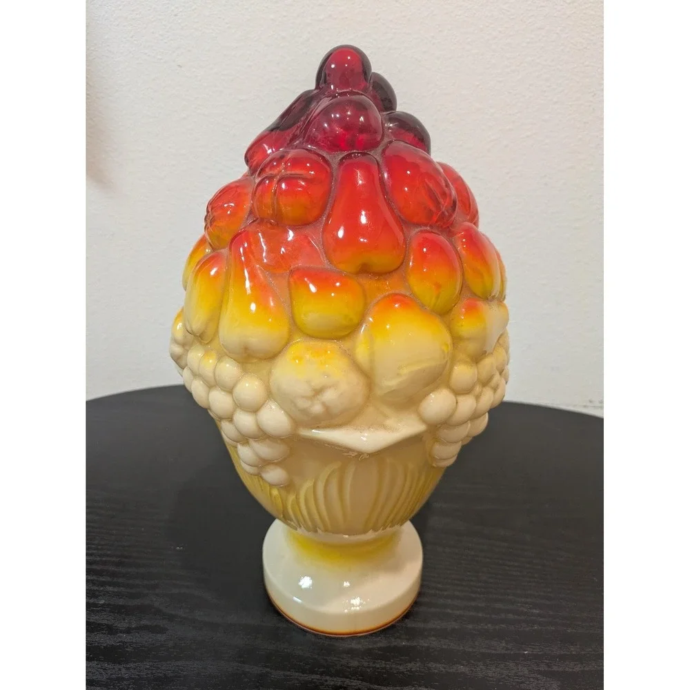 Vintage Murano Glass Fruit Basket Lamp Shade MCM Globe Ceiling Fixture Beautiful